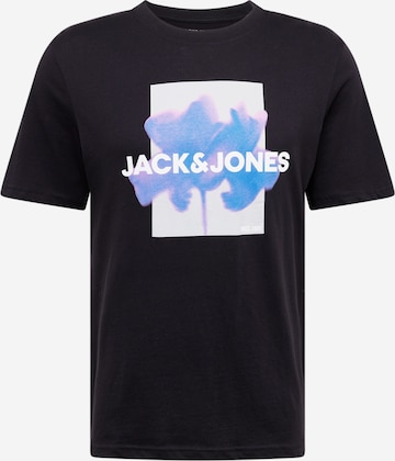 melns JACK & JONES T-Krekls 'FLORALS': no priekšpuses