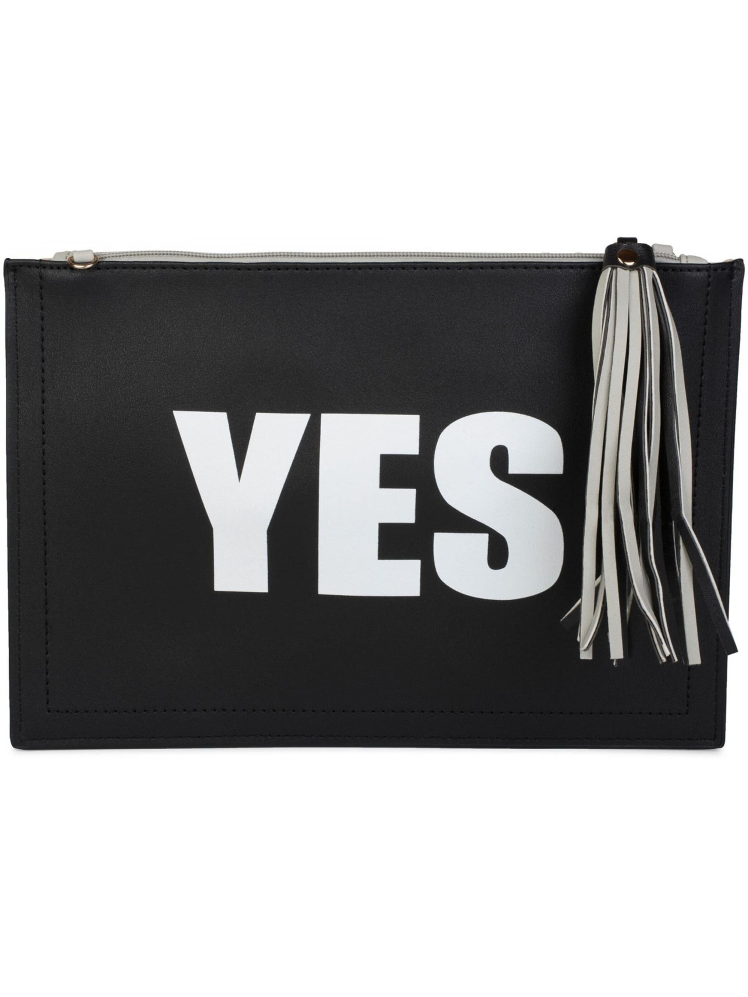 styleBREAKER Clutch 'Clutch mit YES und NO Print'‌‌‌‌‌‌‌ in Grau: Vorderseite