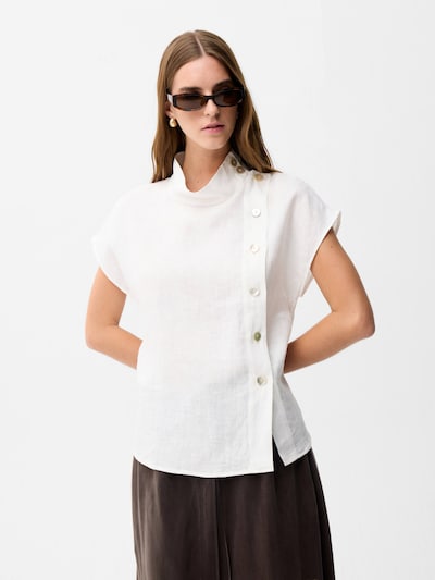 adl T-shirt en L en blanc naturel, Vue avec produit
