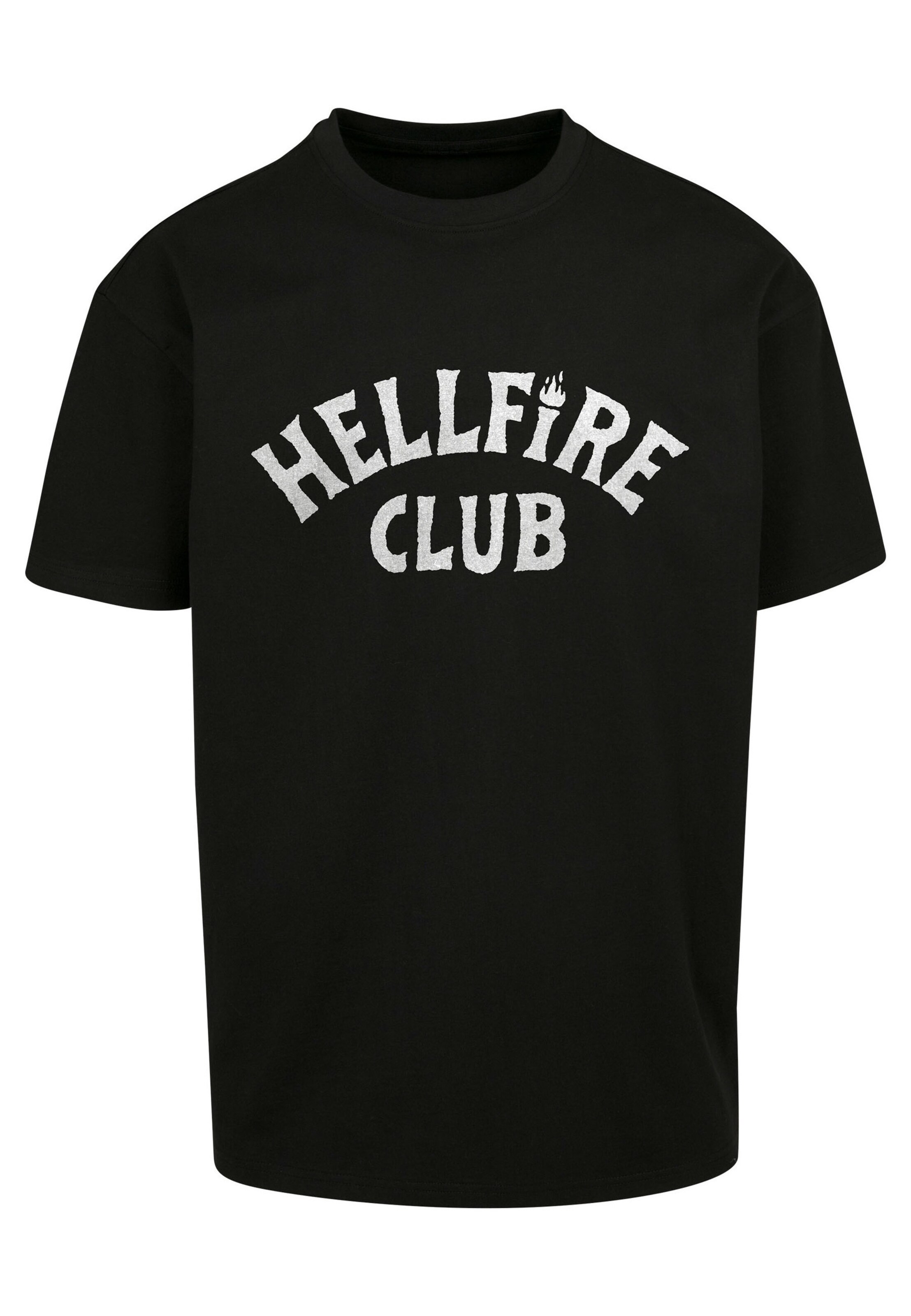 Merchcode Shirt 'Stranger Things Hellfire Club' in L in de kleur Lichtgrijs / Zwart, Productweergave