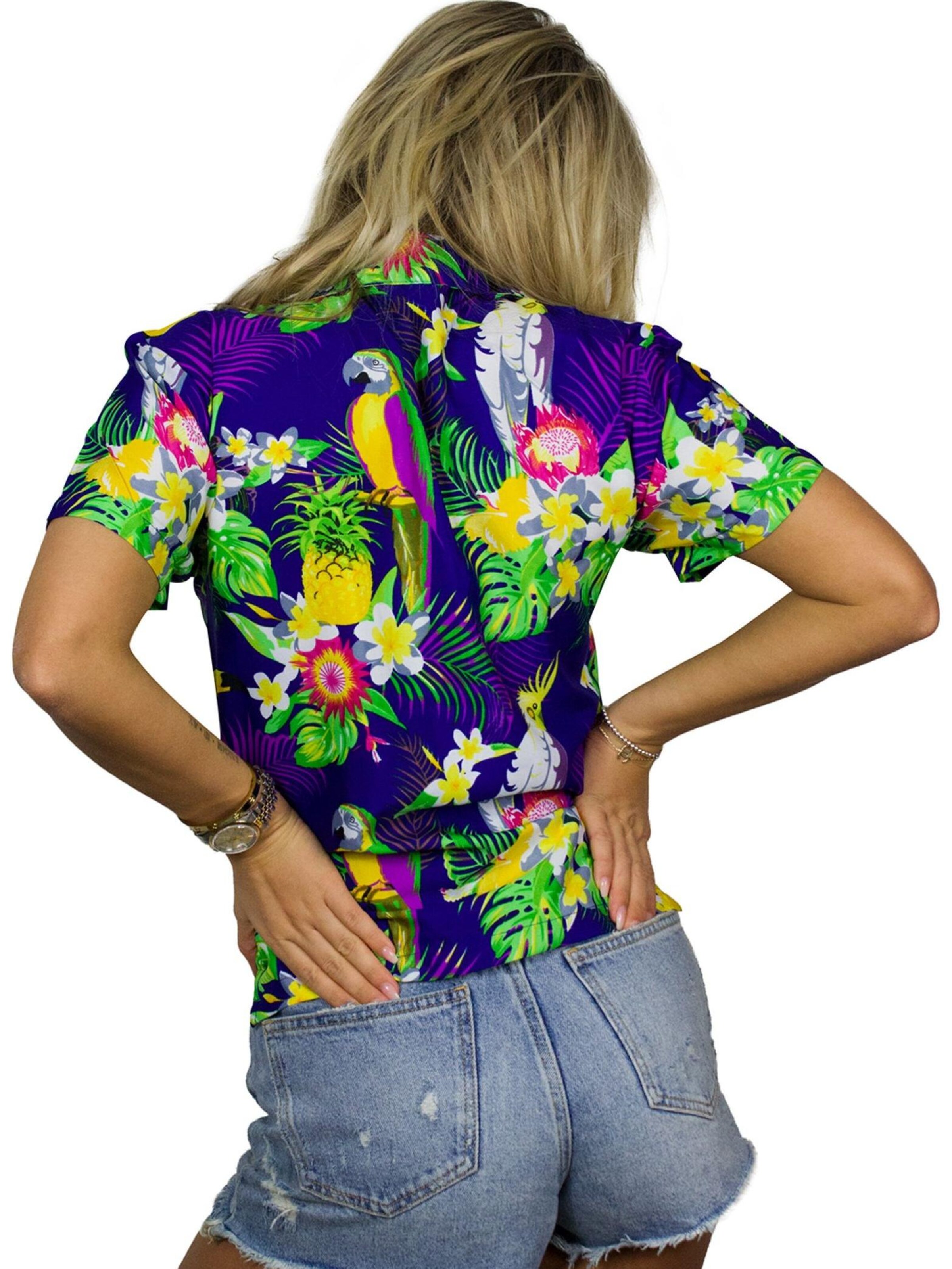 King Kameha Bluse 'Parrot Cockatoo'‌‌‌‌‌‌‌‌‌ in Blau