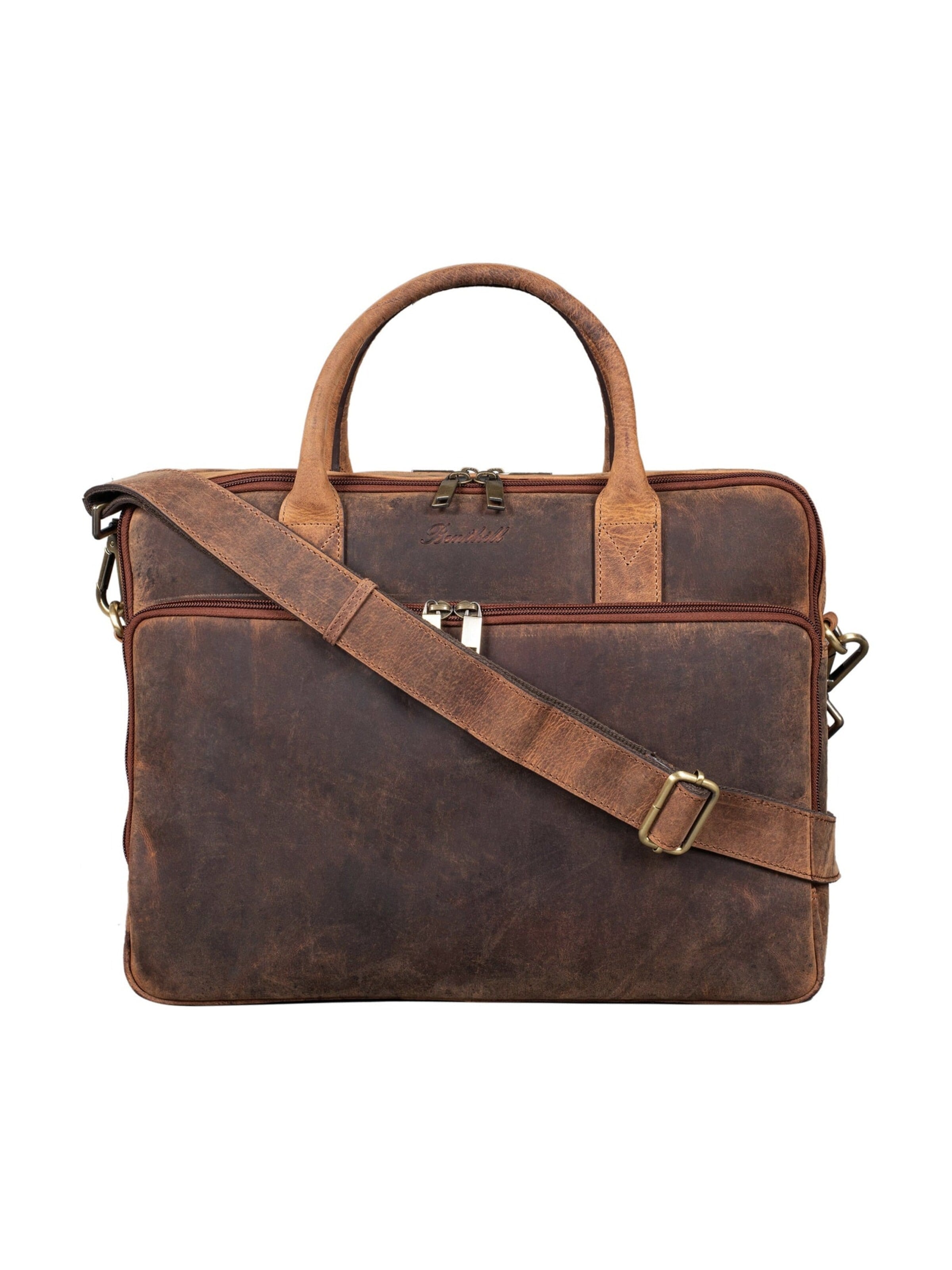 Benthill Laptop Bag in Brown: front