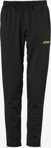 UHLSPORT Tapered Workout Pants in Black: front