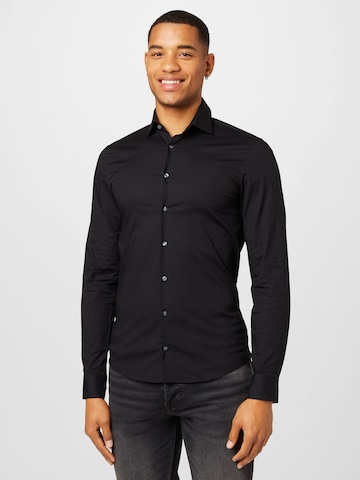 Coupe slim Chemise business Calvin Klein en noir : devant