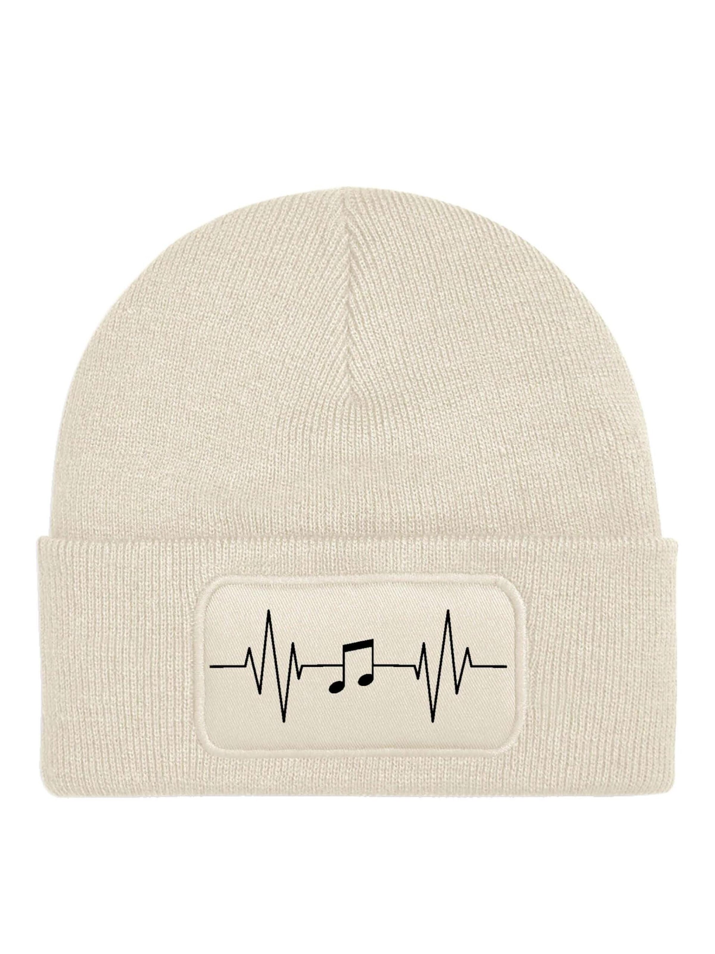 Youth Designz Mütze 'Heartbeat Musik'‌‌‌ in Beige: Vorderseite