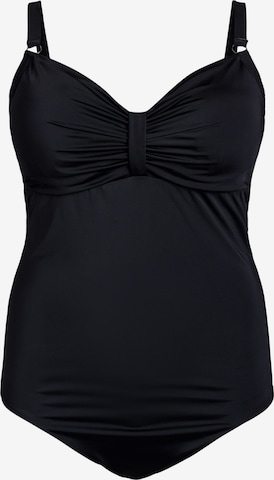 Swim by ZizziT-shirt Jednodijelni kupaći kostim 'Shanny' - crna boja: prednji dio