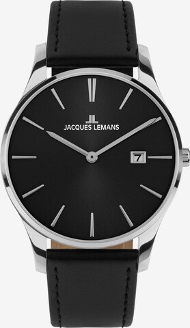 Jacques Lemans Analoguhr in Schwarz: predná strana