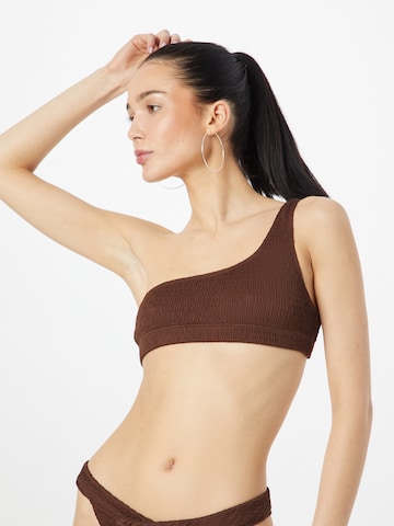 Nasty Gal - Bustier Top de bikini en marrón: frente