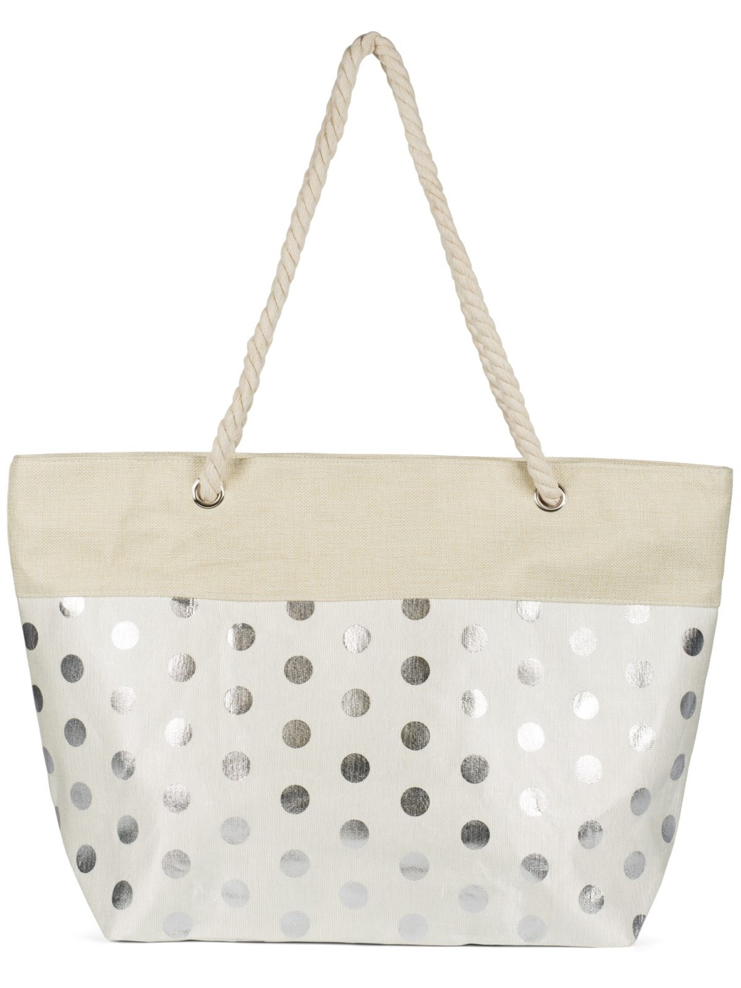 styleBREAKER Strandtasche 'Strandtasche mit Metallic Punkte'‌‌‌‌‌‌‌‌‌ in One Size in silber, Produktansicht