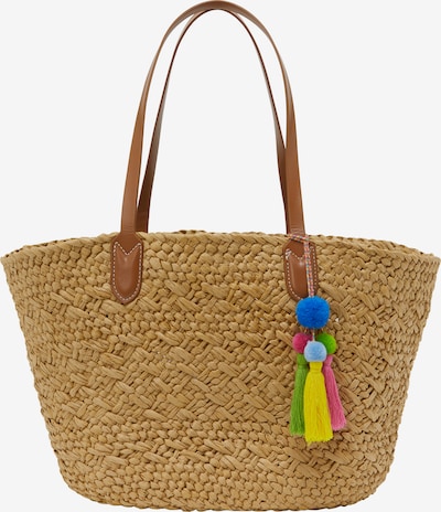 IZIA "Shopper" tipa soma, krāsa - zils / tumši brūns / dzeltens / zaļš, Preces skats