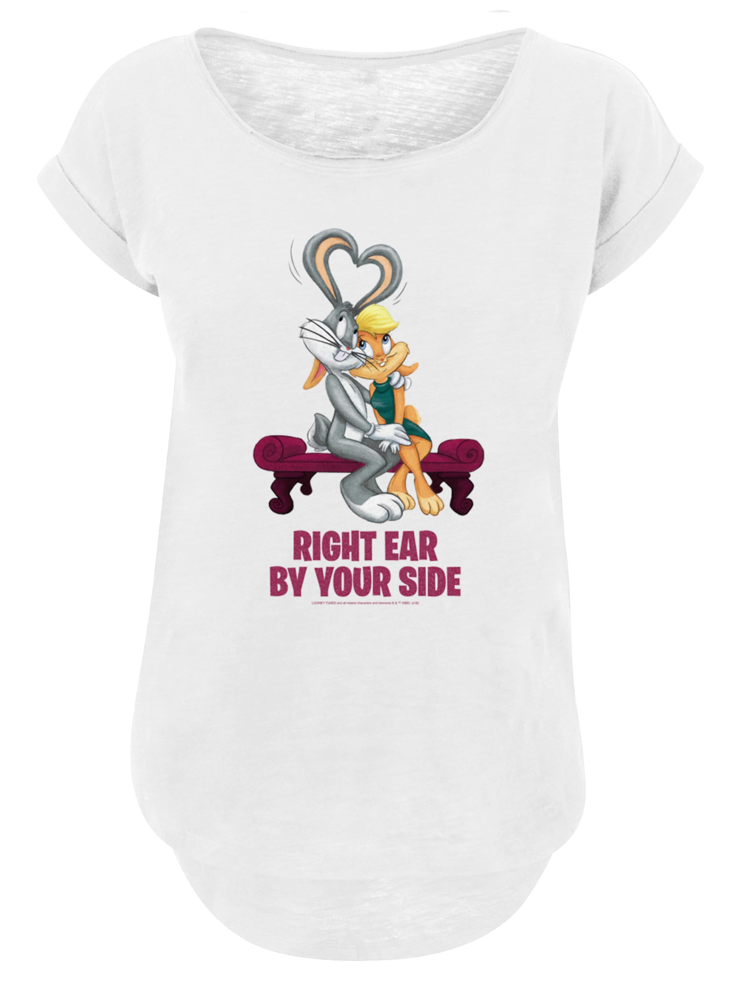 F4NT4STIC Shirt 'Looney Tunes Bugs And Lola Valentine's Cuddle' in Wit: voorkant