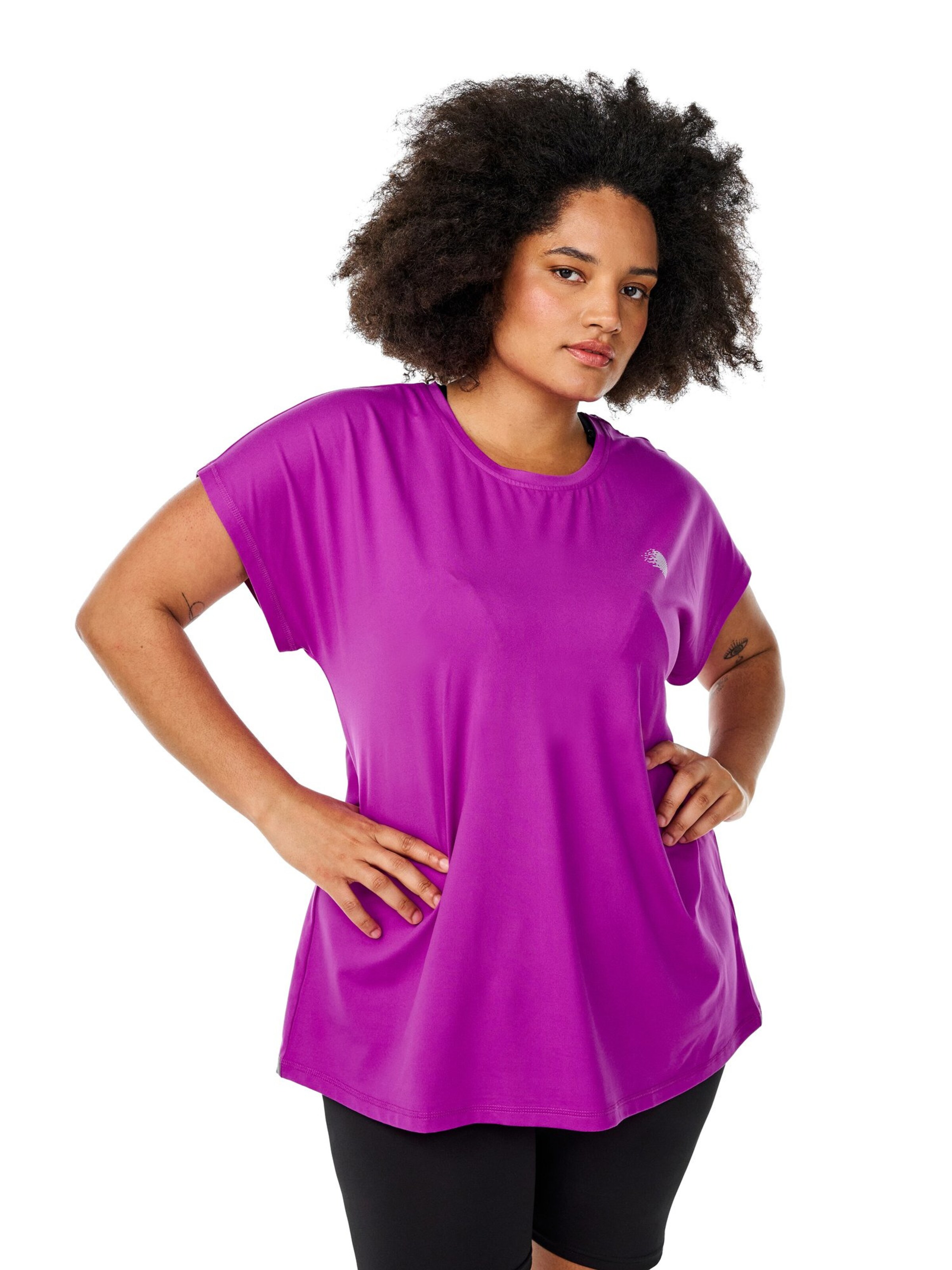 Zizzi T-shirt 'ABASIC' in Lila: Vorderseite