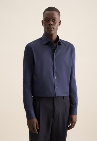 Coupe slim Chemise business 'Schwarze Rose' SEIDENSTICKER en bleu : devant