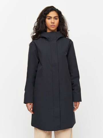 KnowledgeCotton Apparel Raincoat 'Climate Shell' in Black: front