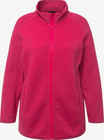 Ulla Popken Zip-Up Hoodie in Pink: front