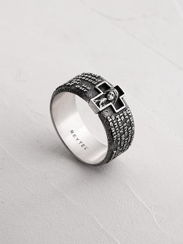 REYTEL Ring 'PRAYER TO HAIL M' in Silver: front