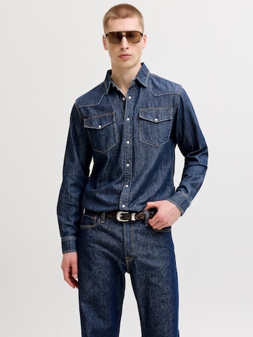 JACK & JONES - Slim Fit Camisa 'JJEWESTERN' em azul: frente