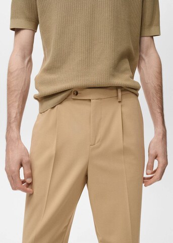 MANGO MAN Loose fit Pleat-Front Pants 'Boston' in Beige