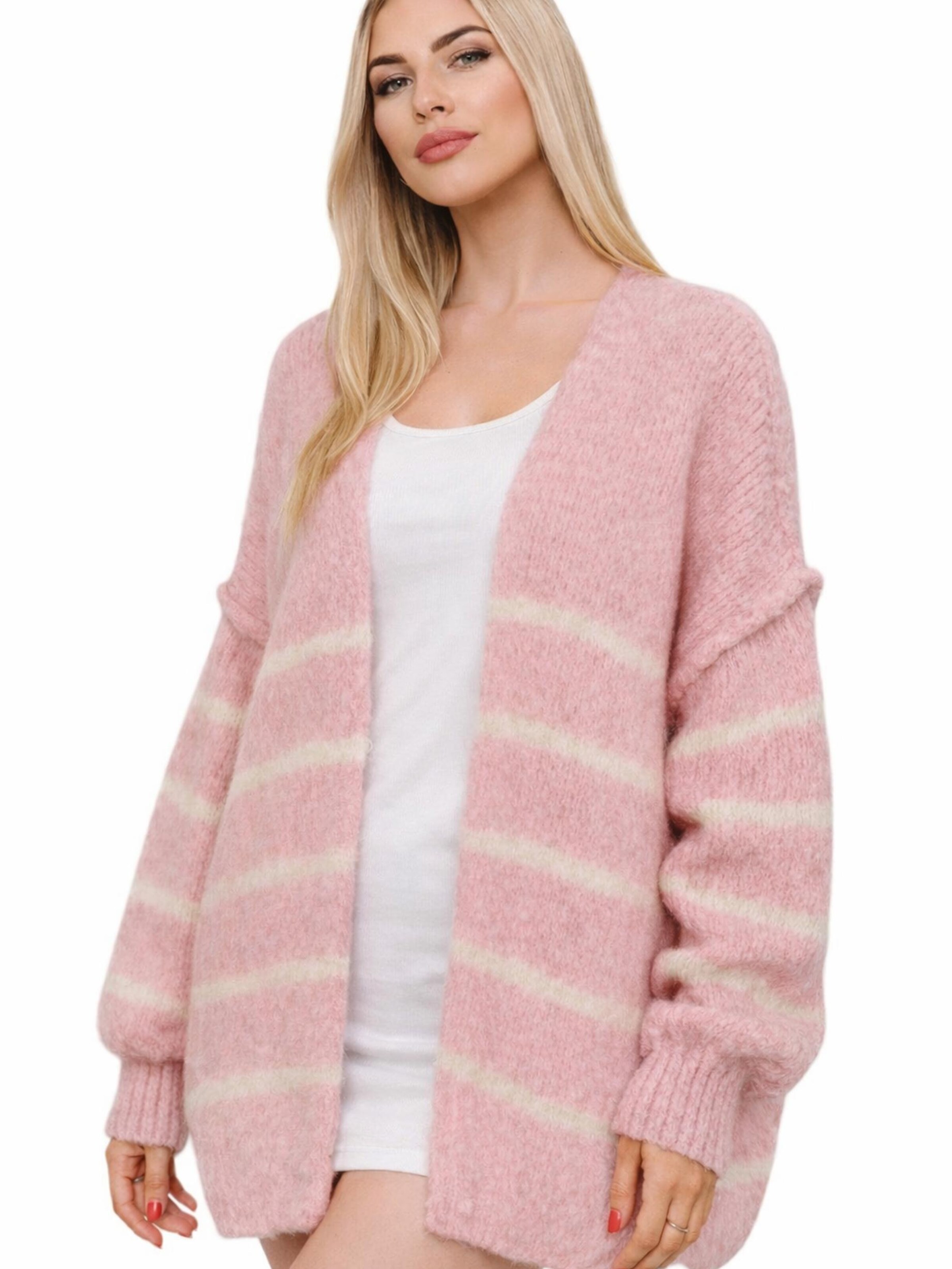 Worldclassca Strickjacke 'Strick Jacke mit Streifen'‌‌‌‌ in Pink: Vorderseite