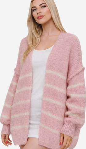 Worldclassca Strickjacke 'Strick Jacke mit Streifen' in Pink: Vorderseite