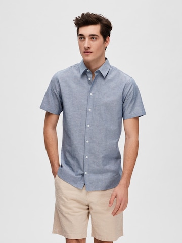 Coupe slim Chemise SELECTED HOMME en bleu : devant