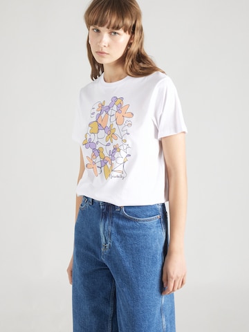 Iriedaily T-shirt 'Line Blossom' i vit: framsida