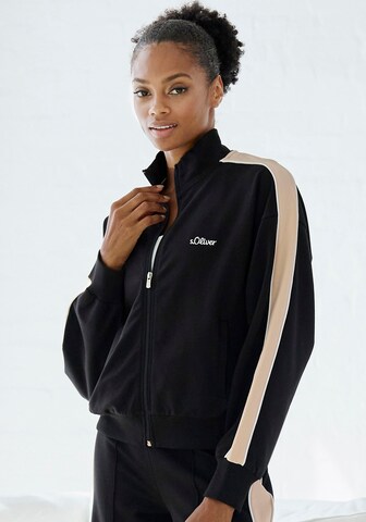 s.Oliver Zip-Up Hoodie in Black: front