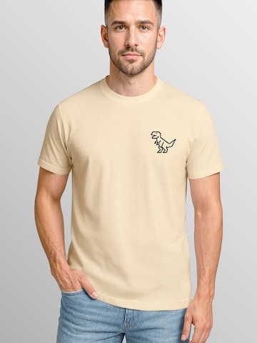 Neverless Shirt 'Polygon T-Rex' in Beige