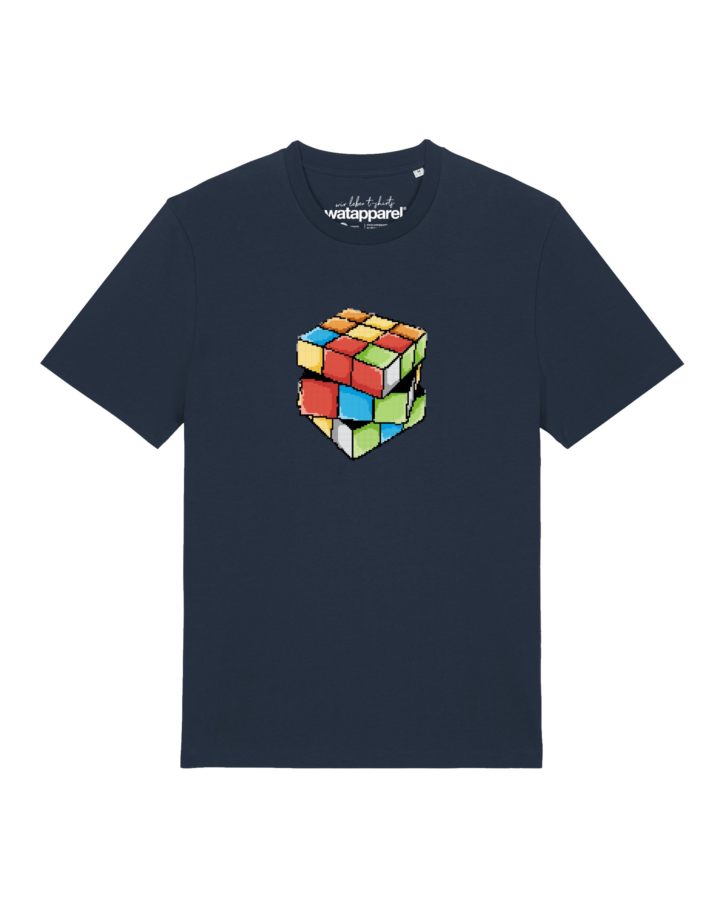 Maglietta 'Pixel Zauberwürfel' di Watapparel in blu: frontale