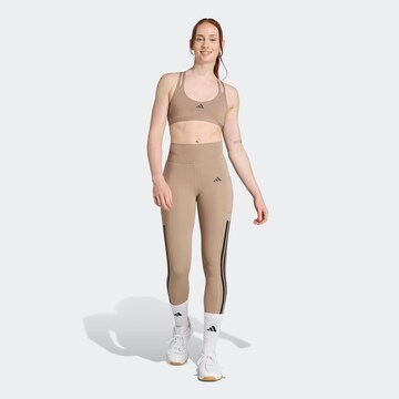 ADIDAS PERFORMANCE Skinny Workout Pants 'Optime' in Brown