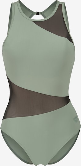ARENA Maillot de bain 'Mesh Vent Back Angle' en vert pastel / noir, Vue avec produit