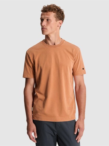 CAST IRON Shirt 'Relaxed fit T-shirt with off-placed logo' in Brown: front