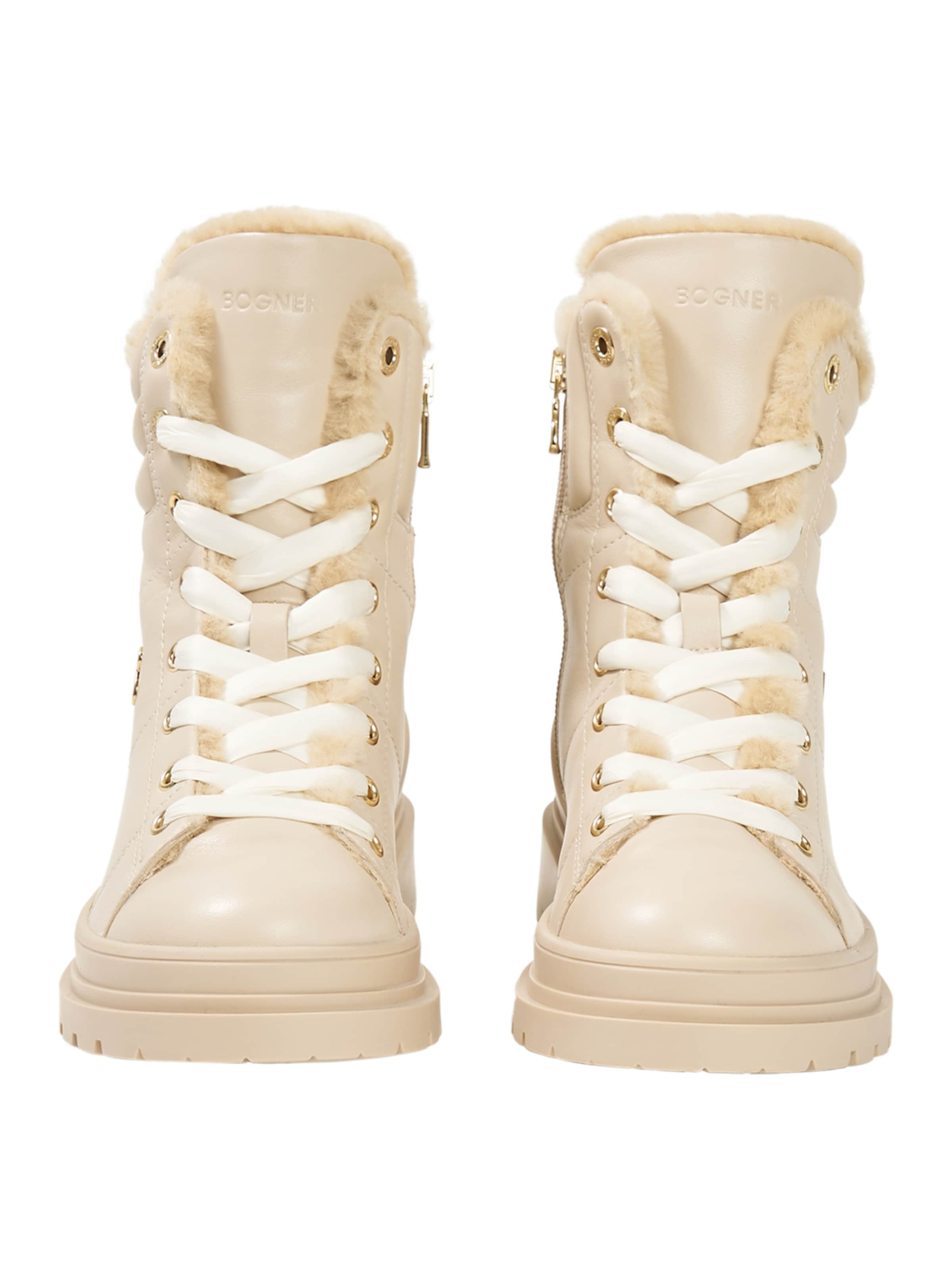 BOGNER Lace-Up Ankle Boots in Beige