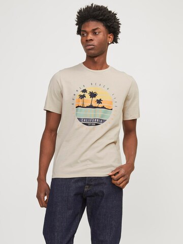 JACK & JONES Μπλουζάκι 'SUMMER VIBE' σε μπεζ: μπροστά