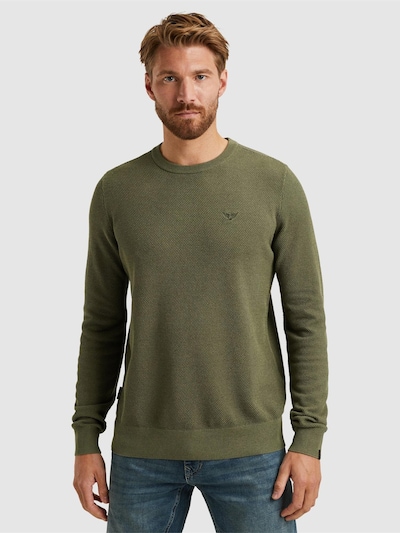 PME Legend Pull-over 'Pullover with waffle texture' en L en vert, Vue avec produit