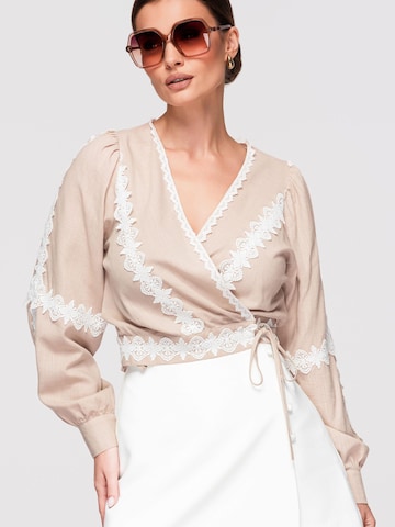 Camicia da donna di Ombre in beige: frontale