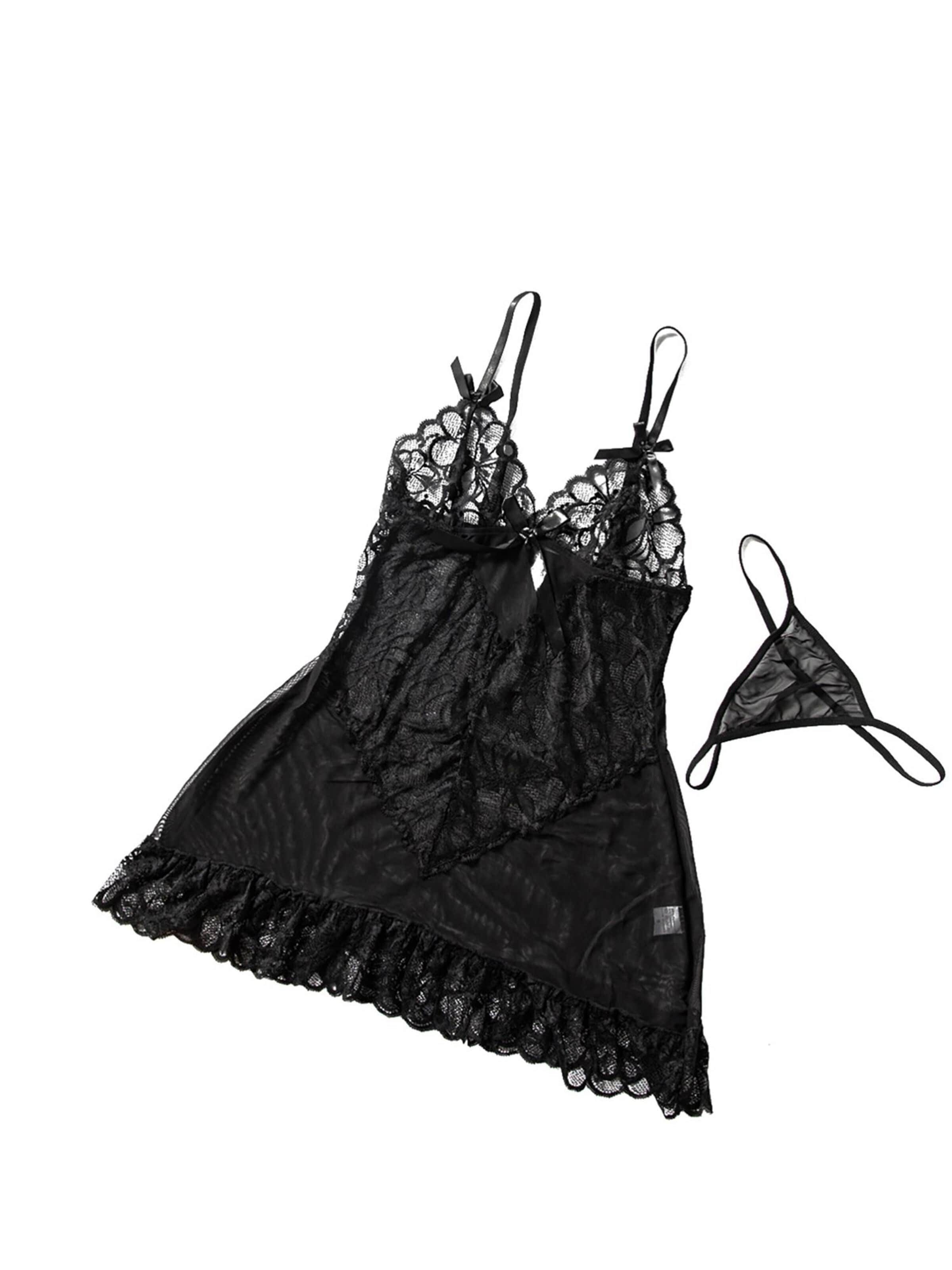 ORGANZA Lingerie Negligée 'Spitzennegligé'‌‌ in Schwarz: Vorderseite