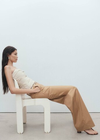 MANGO Wide Leg Hose 'Malta' in Braun