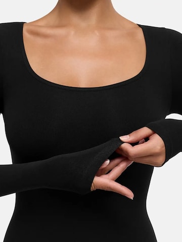 cfab - Body moldeador 'Clean Longsleeve Squareneck Sculpting Bodysuit with String' en negro