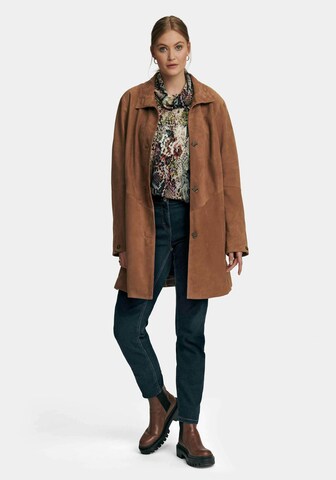 Anna Aura Between-Seasons Coat in Brown