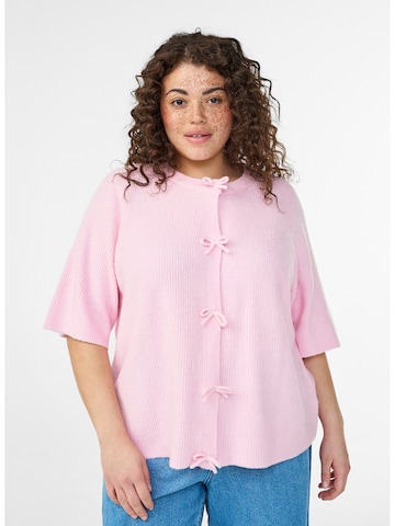 Zizzi Вязаная кофта 'Casunny' в Ярко-розовый: спереди