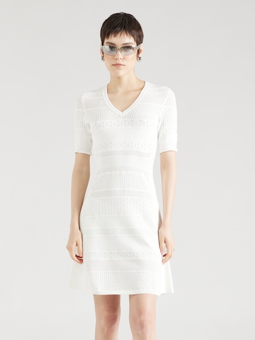 BOSS Orange Knitted dress 'C_Fanube' in White: front