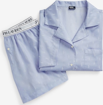 Polo Ralph Lauren Pyjama ' Short Sleeve PJ Set - Jacquard Polo Player ' in Blauw: voorkant