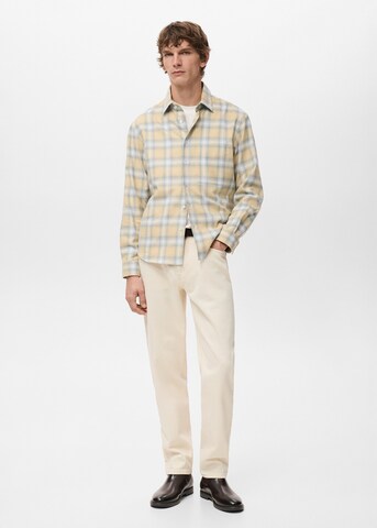 MANGO MAN Regular fit Button Up Shirt 'Sohoa' in Yellow