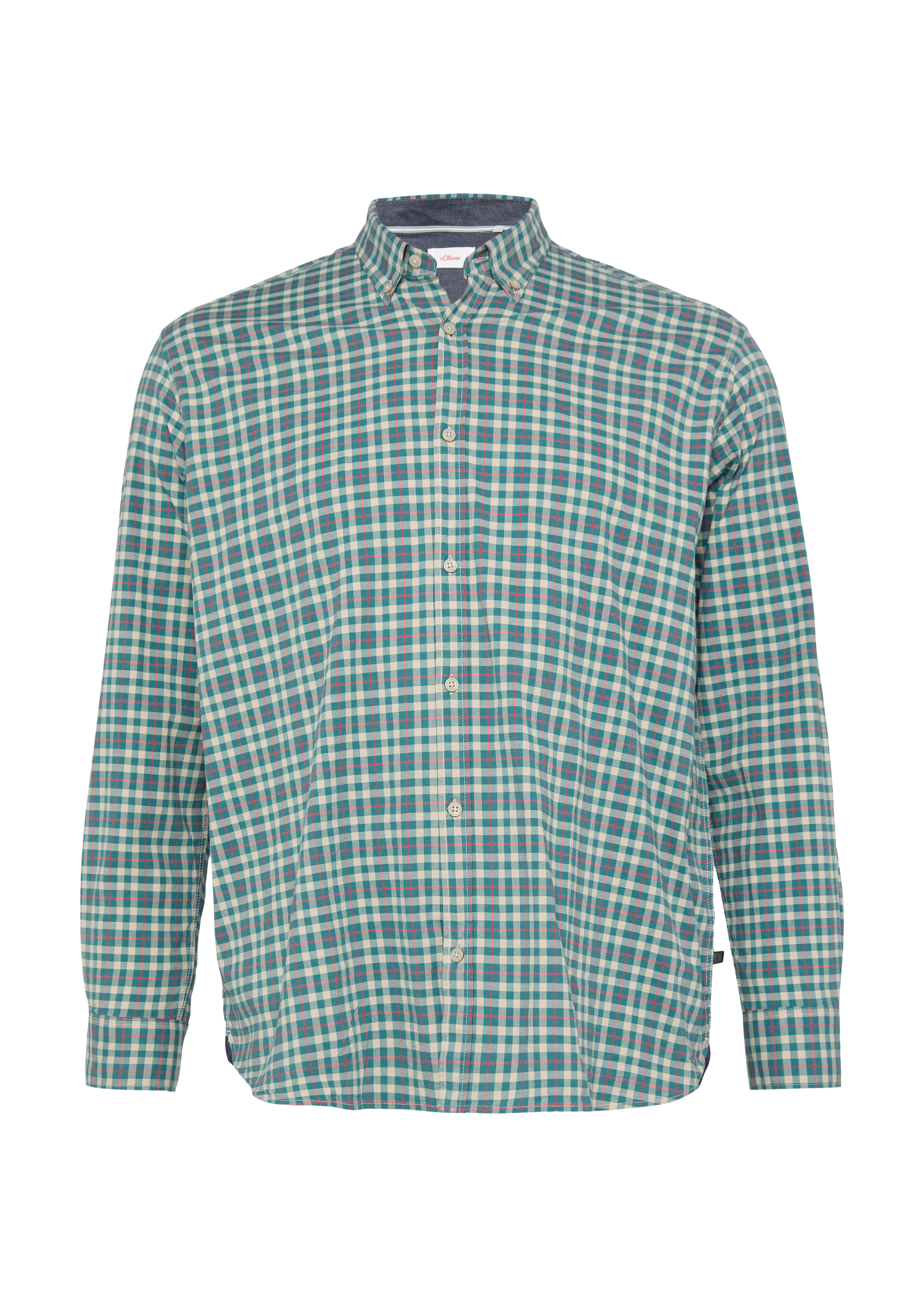 s.Oliver Men Big Sizes Regular Fit Hemd in Beige: Vorderseite