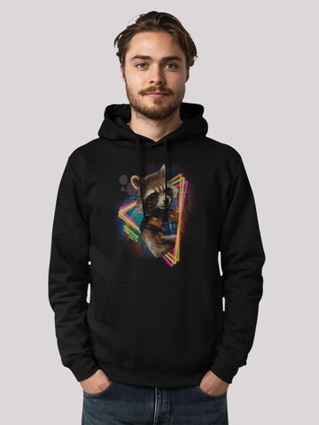 F4NT4STIC Sweatshirt 'Marvel Guardians of the Galaxy Neon Rocket ' in Zwart: voorkant