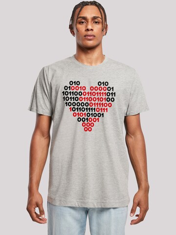 F4NT4STIC Shirt 'I Love You 01001001 Binary Code Herz Valentinstag' in Grey: front