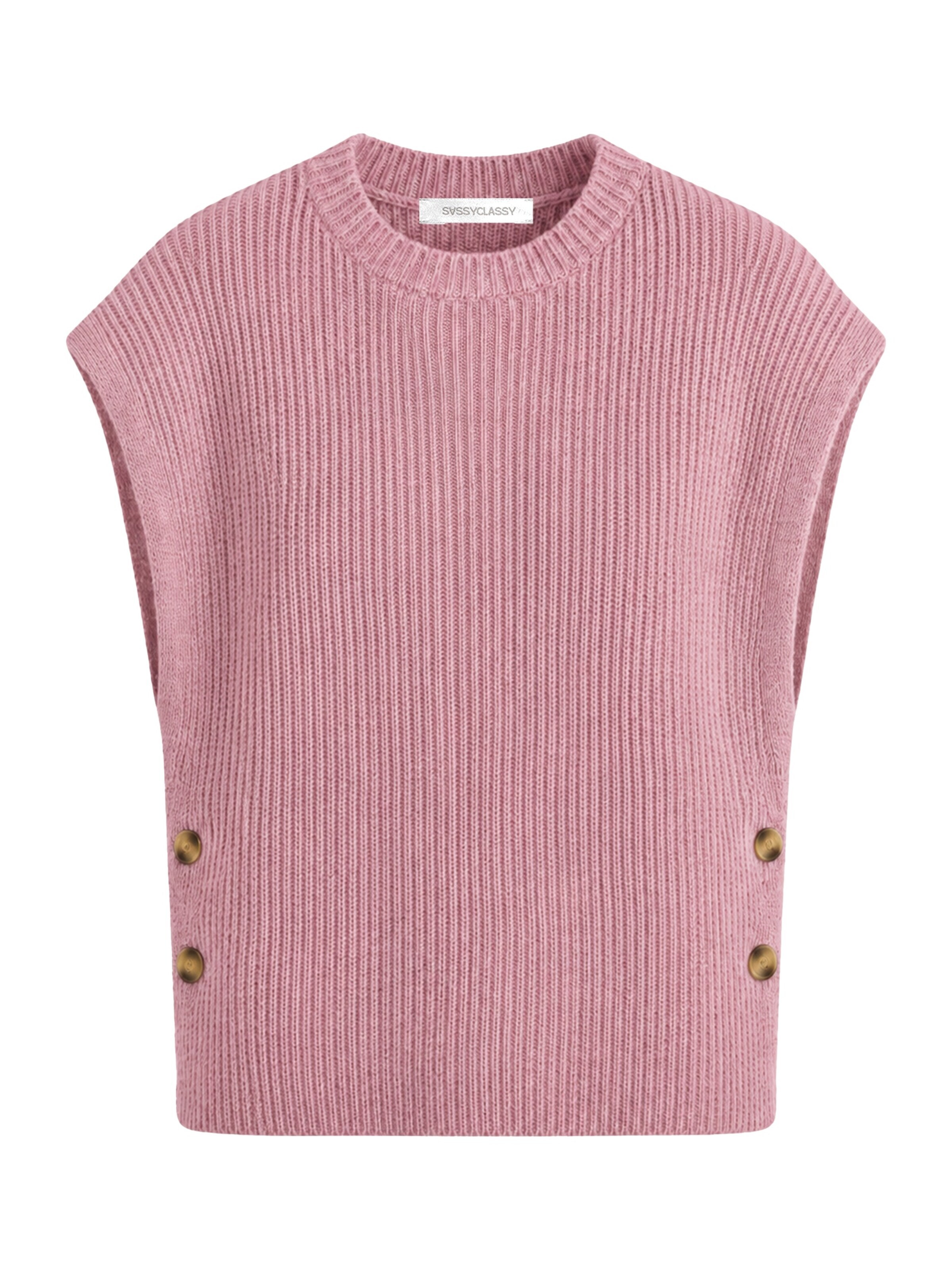 Gilet in maglia di SASSYCLASSY in rosa: frontale