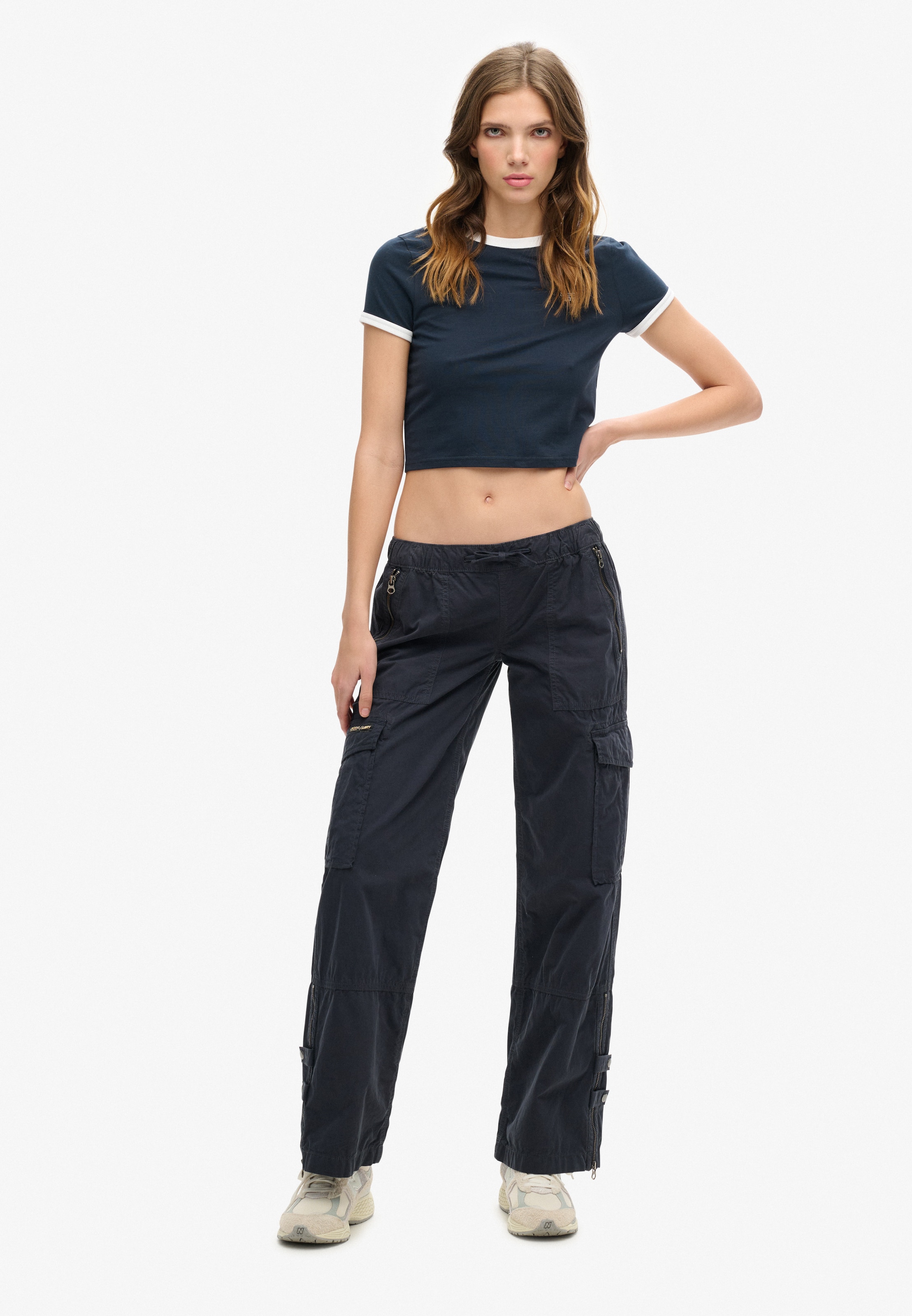 Superdry Wide leg Cargo Pants in Blue