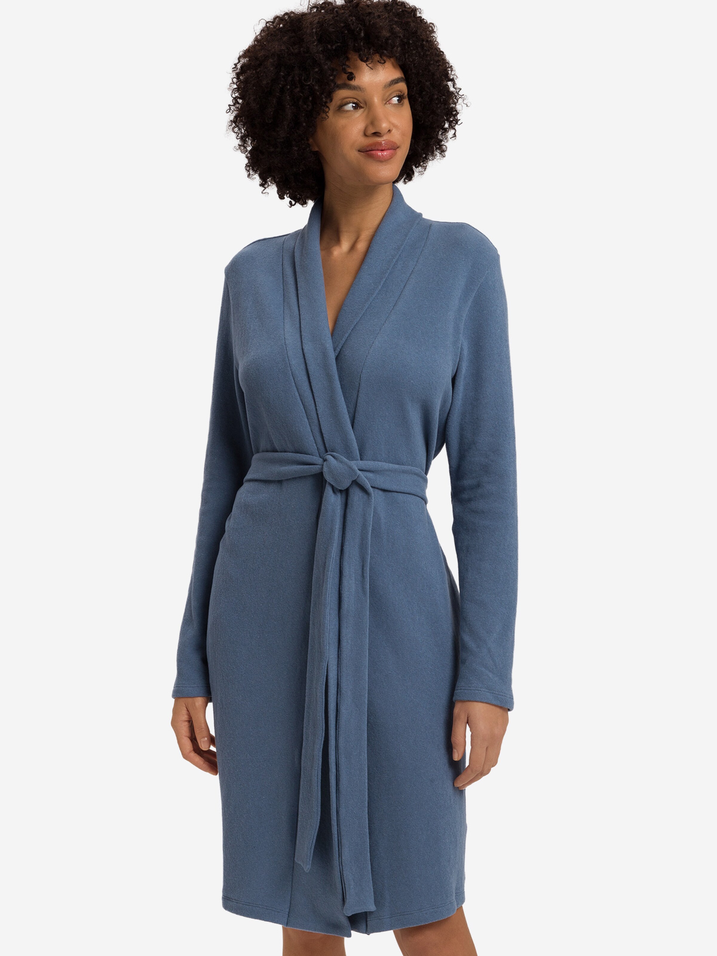 Hanro Badjas kort ' Easy Wear ' in Blauw: voorkant